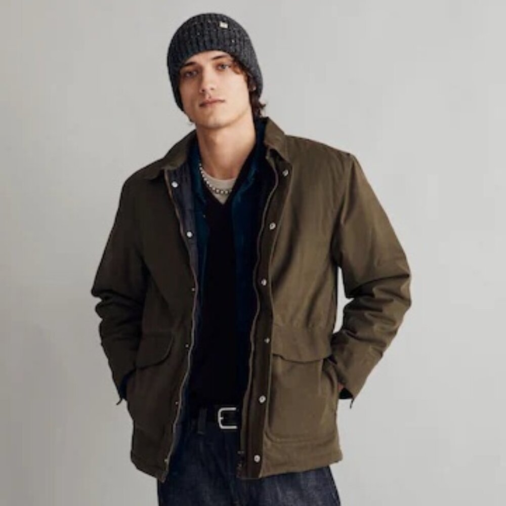 Madewell Waxed Quilted Barn Jacket | Green | Medium
